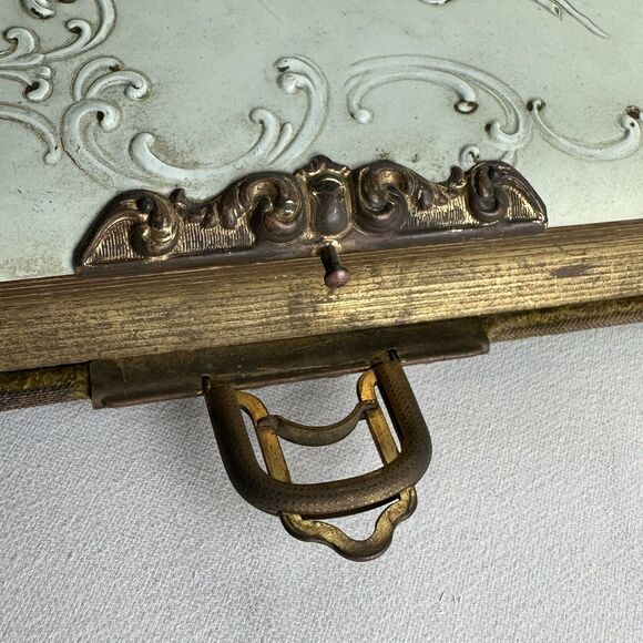 Antique Celluloid Repousse floral Cabinet Card Album ephemera art project Damage - Picture 5 of 14